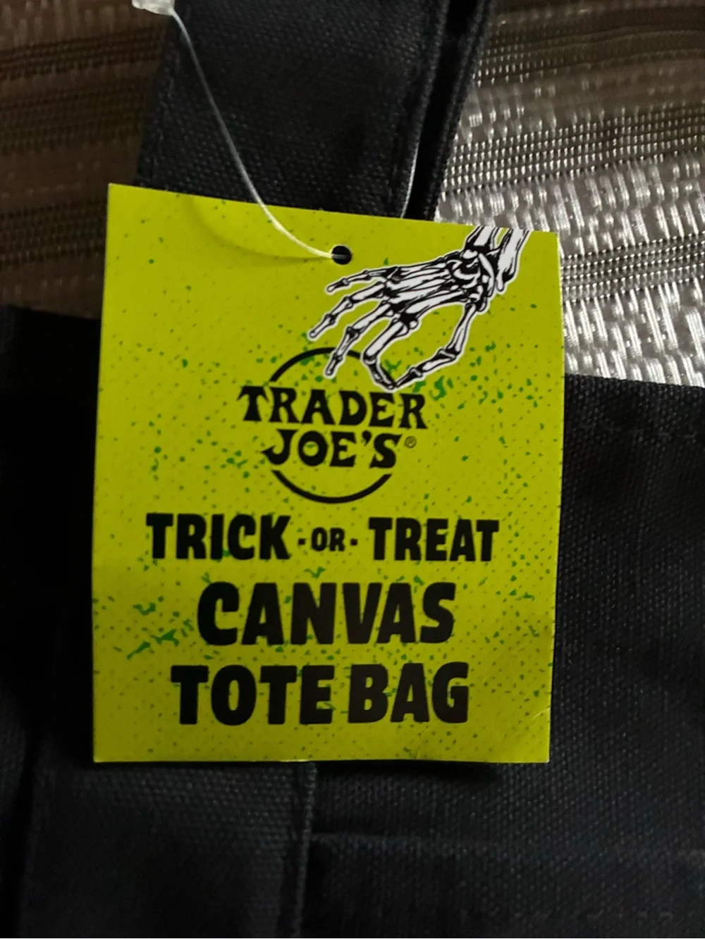 HOT! SALE! NWT Trader Joe’s Black Canvas Tote Bag with Orange Logo